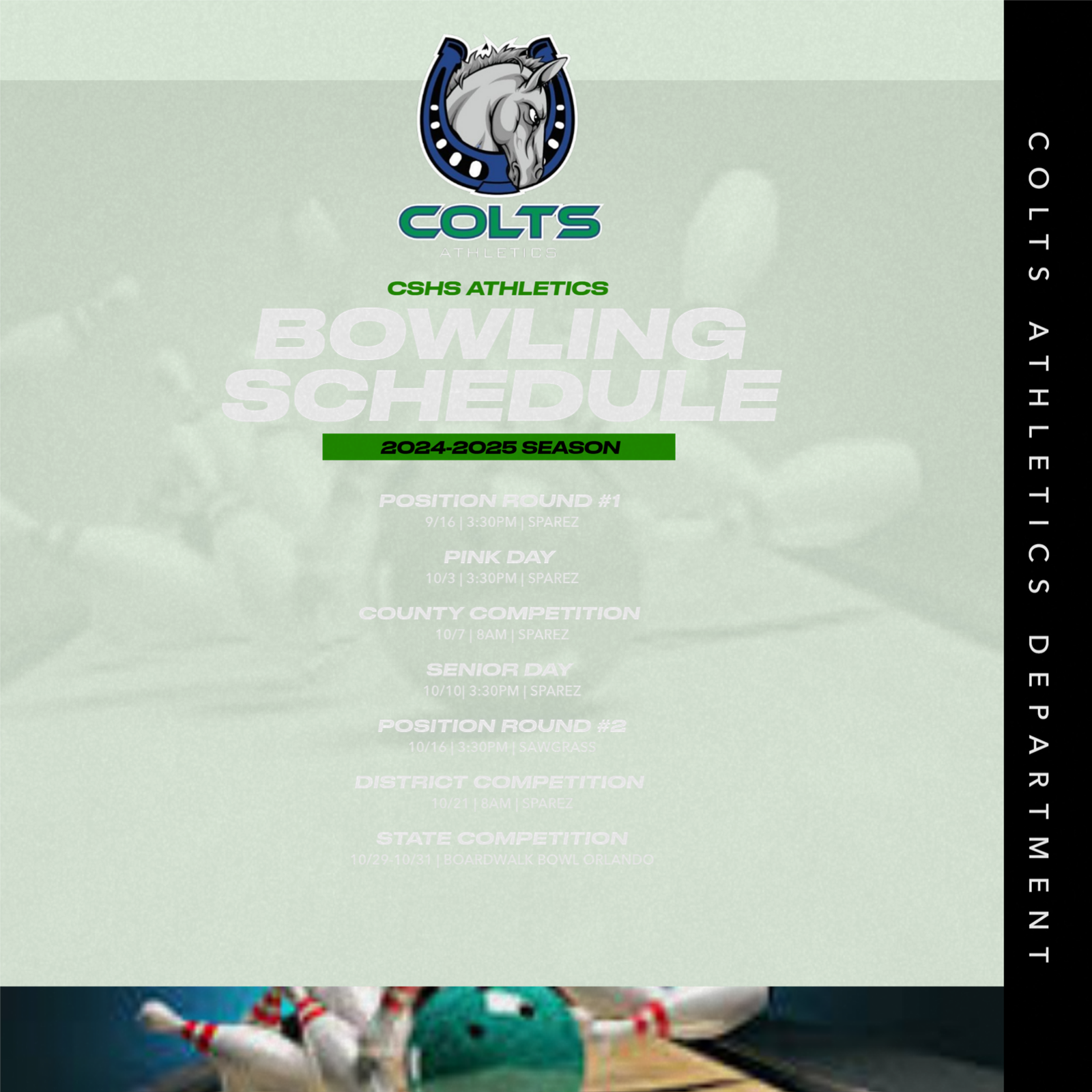 Bowling schedule - 24/25 Season